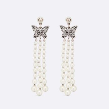 Dior Women Papillon De Nuit Earrings Antique Silver-Finish Metal