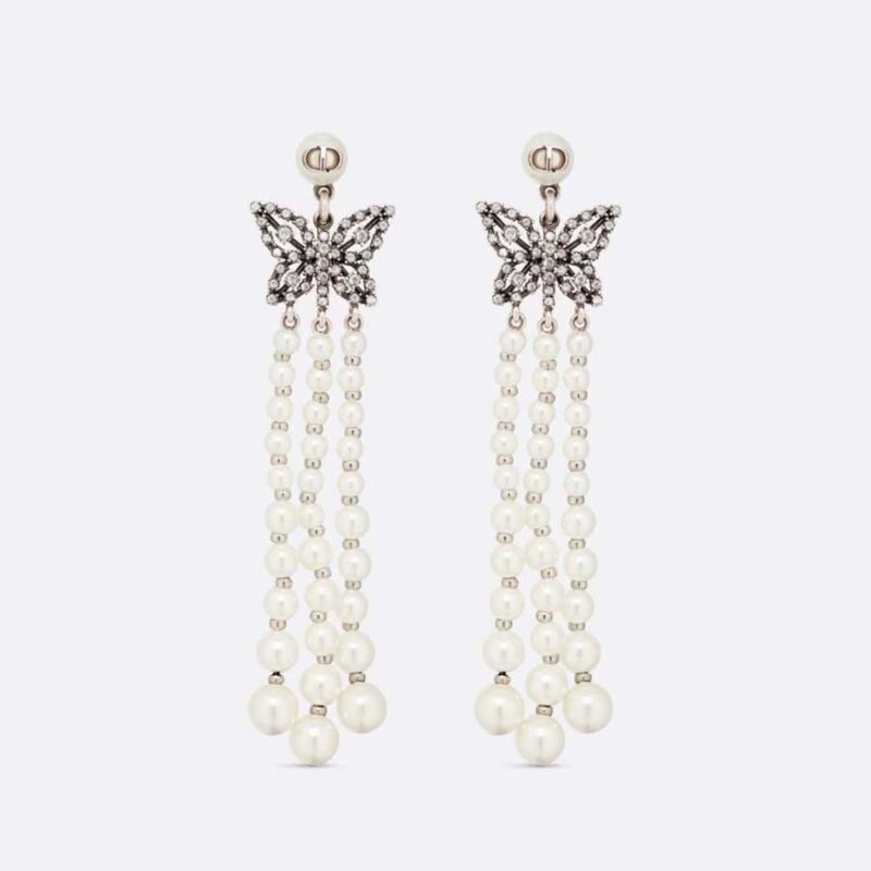 Dior Women Papillon De Nuit Earrings Antique Silver-Finish Metal