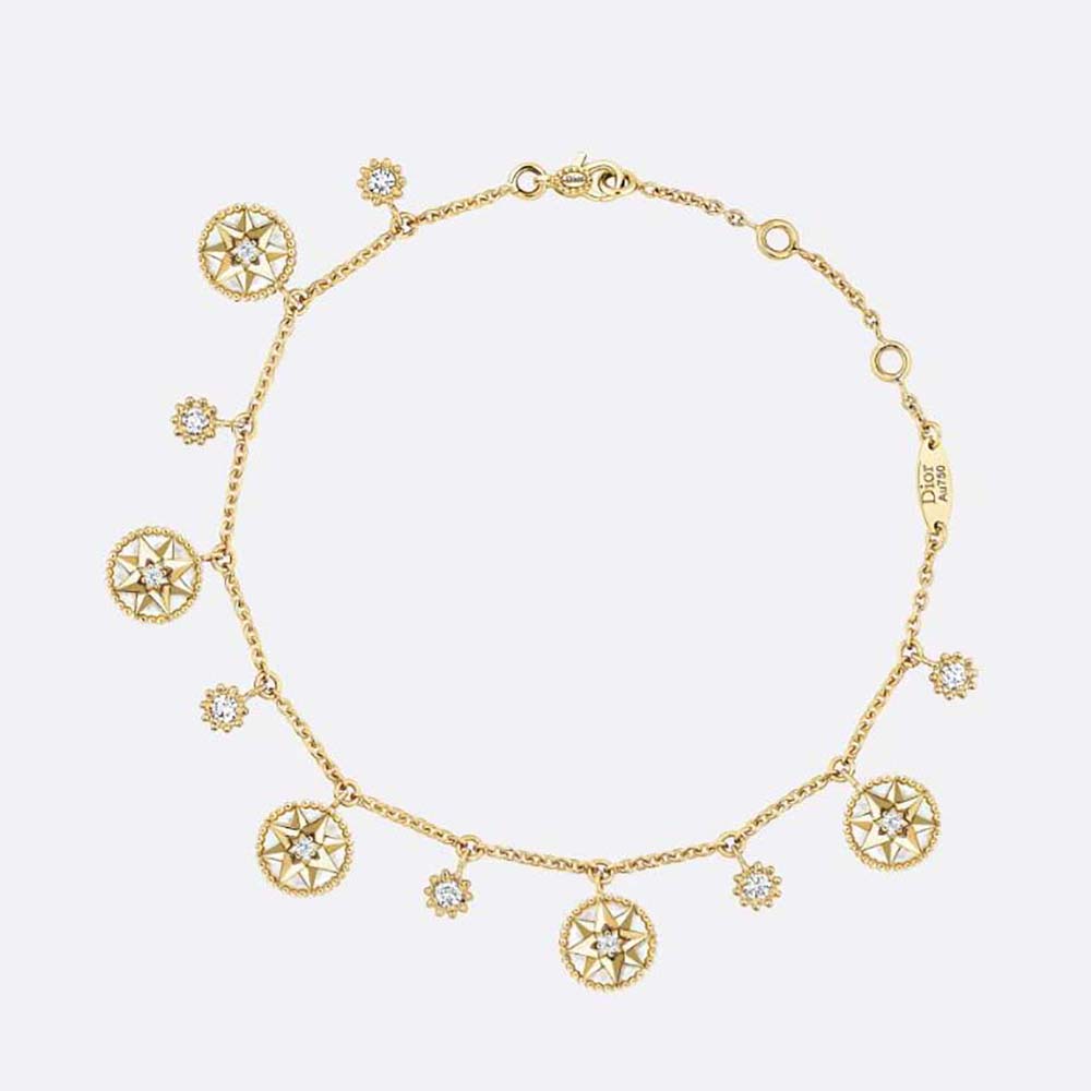 Dior Women Rose Des Vents Bracelet Yellow Gold Diamonds and Mother-of-pearl