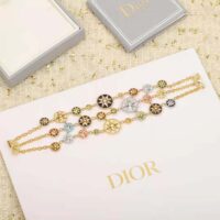 Dior Women Rose Des Vents Cuff Bracelet Yellow Pink and White Gold Diamonds (1)