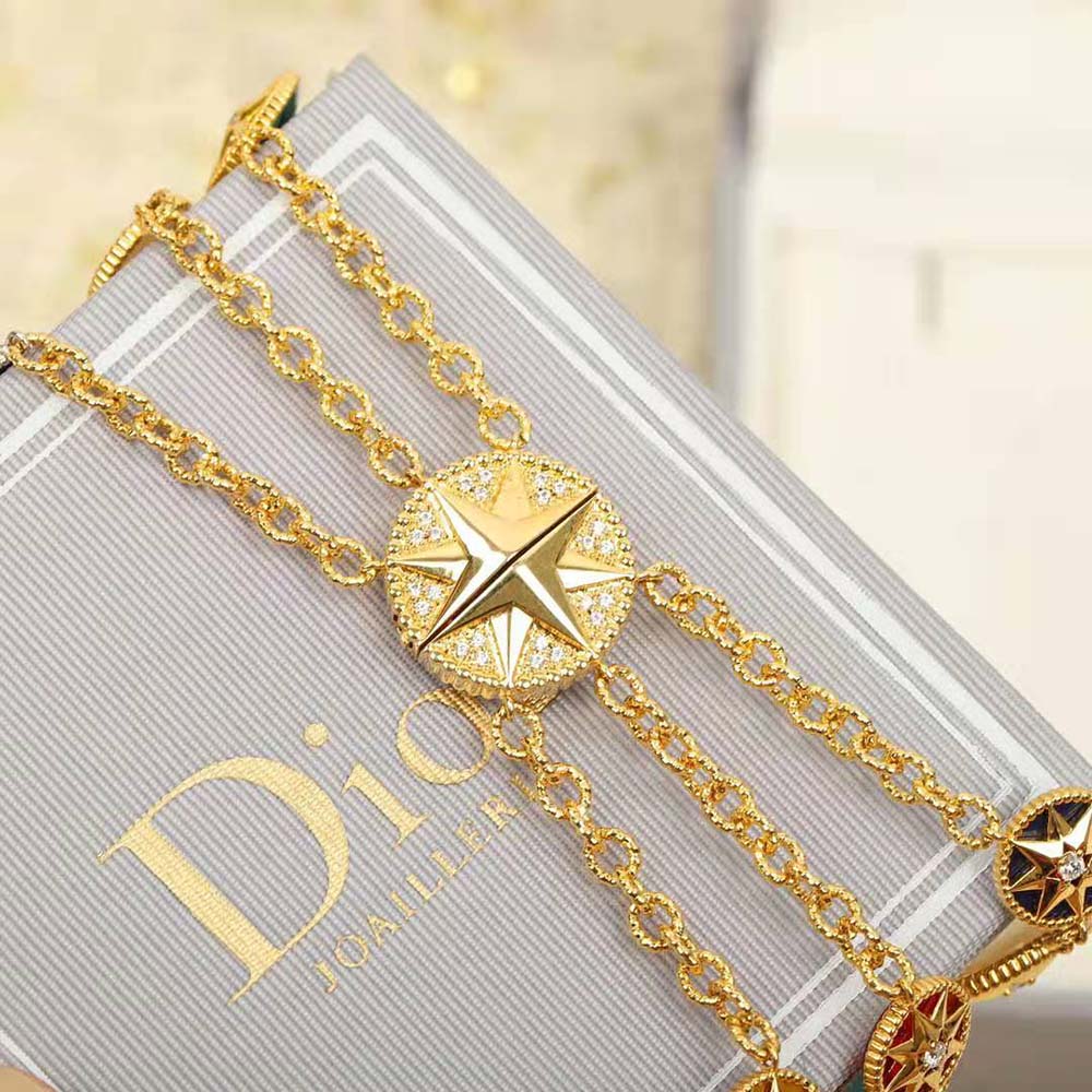 Dior Women Rose Des Vents Cuff Bracelet Yellow Pink and White Gold Diamonds