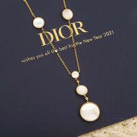 Dior Women Rose Des Vents Long Necklace Yellow Gold Diamonds and Mother-of-Pearl (1)