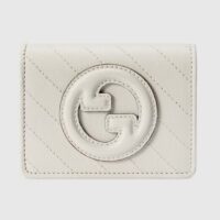 Gucci GG Unisex Blondie Card Case Wallet White Leather Round Interlocking G Style ‎760317 AACP7 9022