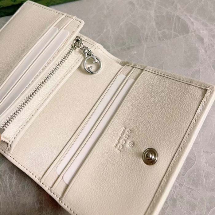 Gucci GG Unisex Blondie Card Case Wallet White Leather Round Interlocking G Style ‎760317 AACP7 9022 (3)