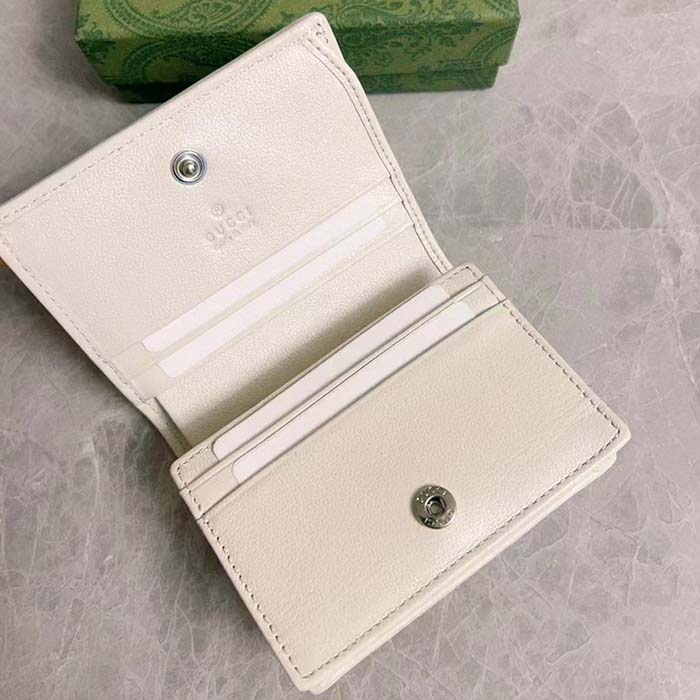 Gucci GG Unisex Blondie Card Case Wallet White Leather Round Interlocking G Style ‎760317 AACP7 9022 (4)