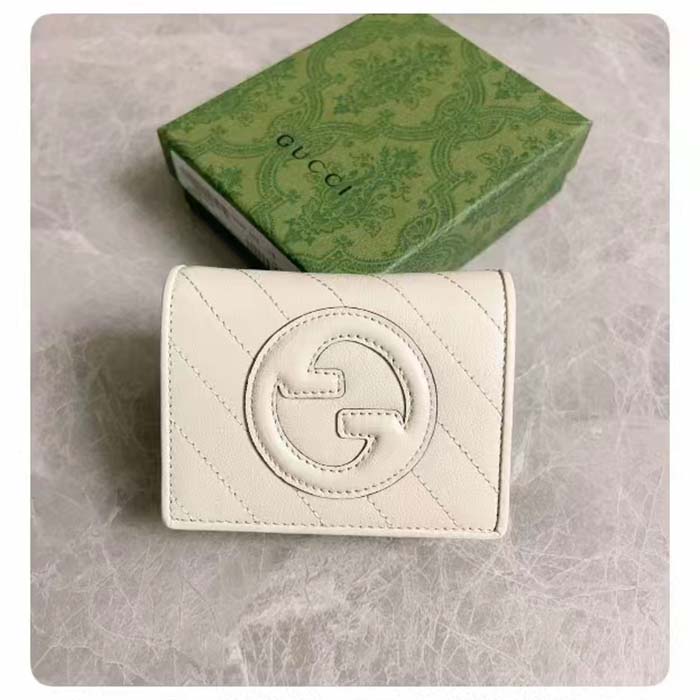 Gucci GG Unisex Blondie Card Case Wallet White Leather Round Interlocking G Style ‎760317 AACP7 9022 (5)