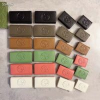 Gucci GG Unisex Blondie Card Case Wallet Brown Leather Taffeta Lining Round Interlocking G (1)