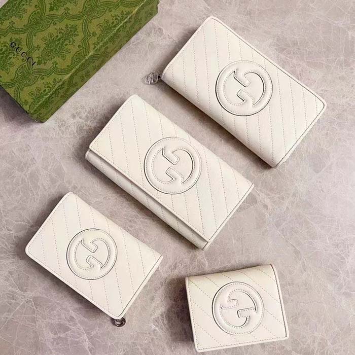 Gucci GG Unisex Blondie Card Case Wallet White Leather Round Interlocking G Style ‎760317 AACP7 9022 (9)