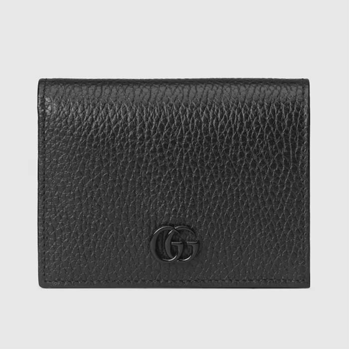Gucci GG Unisex Leather Card Case Wallet Black Leather Double G Style ‎456126 17WEN 1000