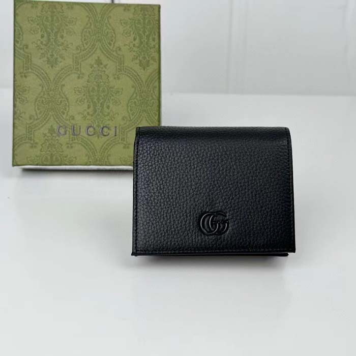Gucci GG Unisex Leather Card Case Wallet Black Leather Double G Style ‎456126 17WEN 1000 (2)