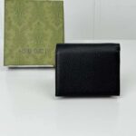 Gucci GG Unisex Leather Card Case Wallet Black Leather Double G Style ‎456126 17WEN 1000 - immagine 3