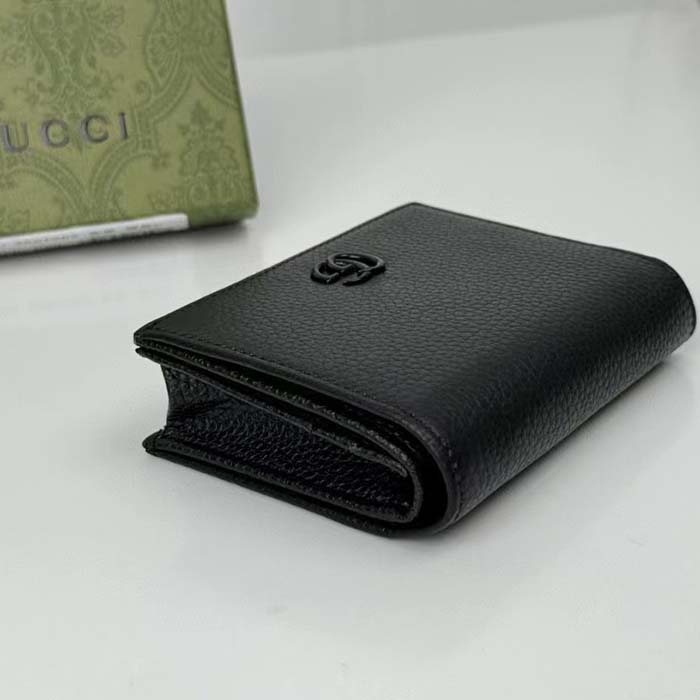 Gucci GG Unisex Leather Card Case Wallet Black Leather Double G Style ‎456126 17WEN 1000 (4)