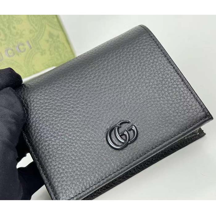 Gucci GG Unisex Leather Card Case Wallet Black Leather Double G Style ‎456126 17WEN 1000 (9)