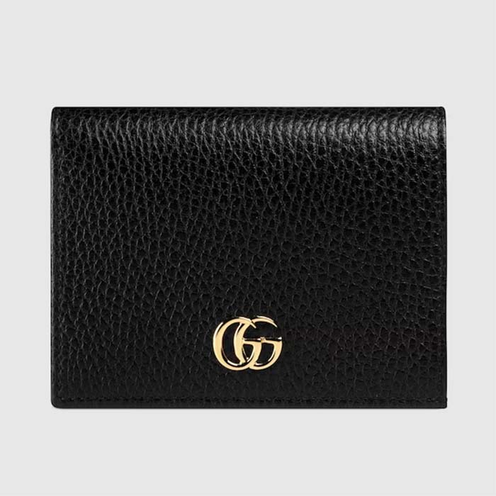 Gucci GG Unisex Leather Card Case Wallet Black Metal-Free Tanned Leather Double G Style ‎456126 CAO0G 1000