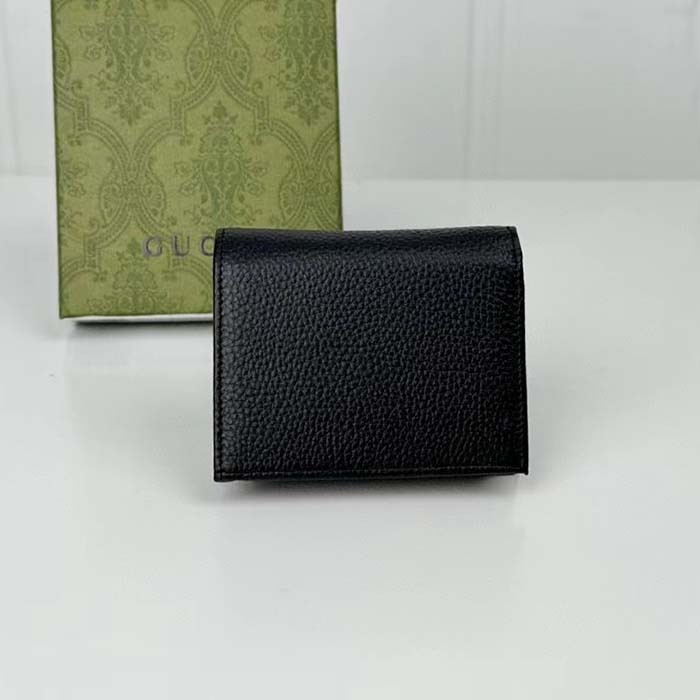 Gucci GG Unisex Leather Card Case Wallet Black Metal-Free Tanned Leather Double G Style ‎456126 CAO0G 1000 (10)