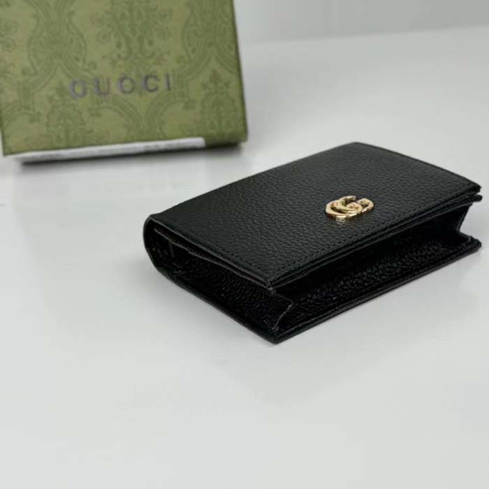 Gucci GG Unisex Leather Card Case Wallet Black Metal-Free Tanned Leather Double G Style ‎456126 CAO0G 1000 (3)
