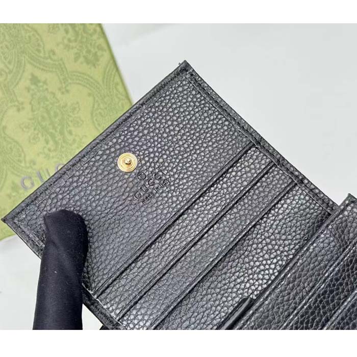 Gucci GG Unisex Leather Card Case Wallet Black Metal-Free Tanned Leather Double G Style ‎456126 CAO0G 1000 (4)