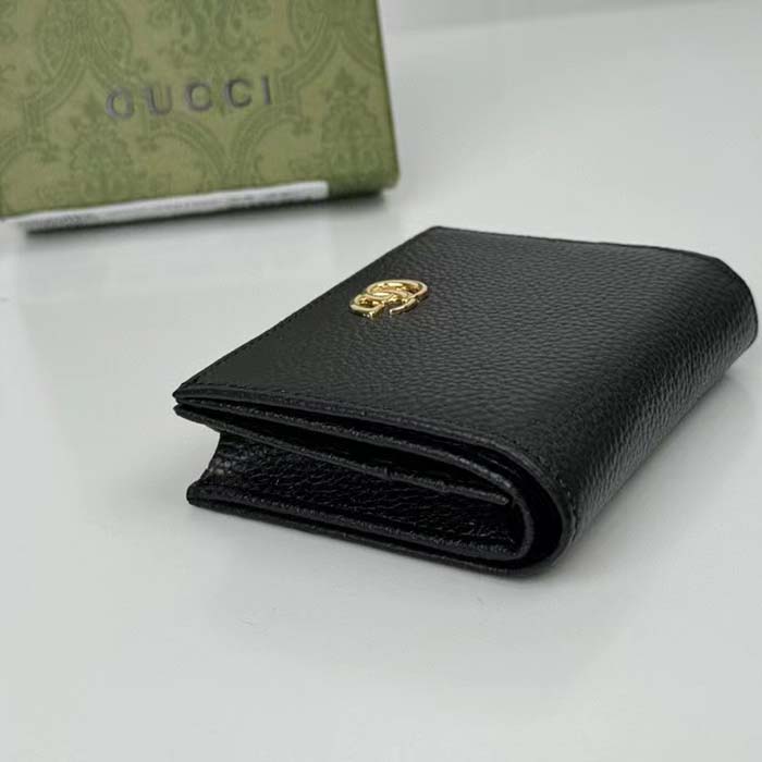 Gucci GG Unisex Leather Card Case Wallet Black Metal-Free Tanned Leather Double G Style ‎456126 CAO0G 1000 (6)