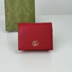 Gucci GG Unisex Leather Card Case Wallet Hibiscus Red Metal-Free Tanned Leather Double G Style ‎456126 CAO0G 6433 – Bild 2