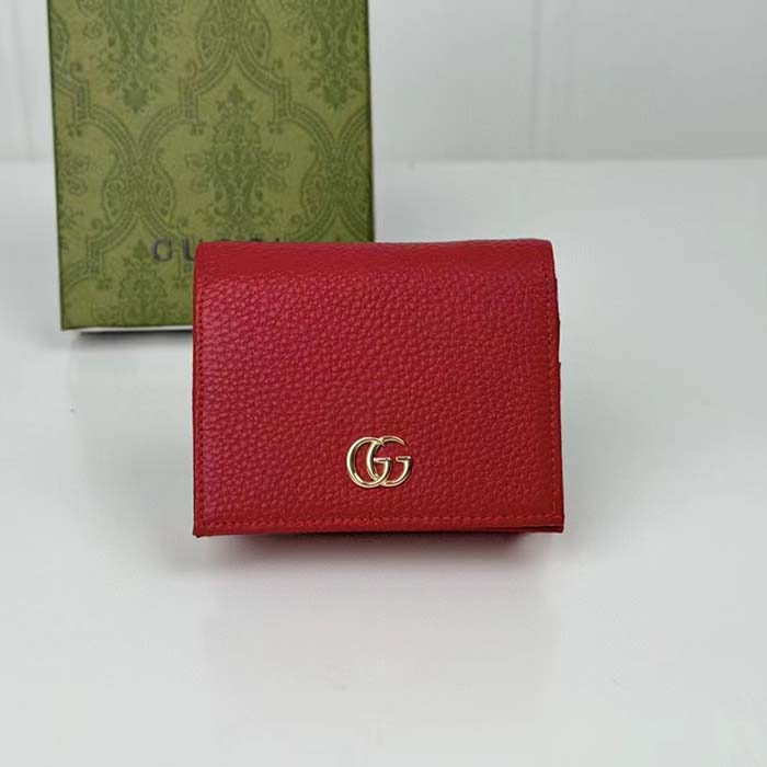 Gucci GG Unisex Leather Card Case Wallet Hibiscus Red Metal-Free Tanned Leather Double G Style ‎456126 CAO0G 6433 (10)