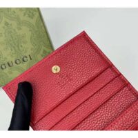 Gucci GG Unisex Leather Card Case Wallet Hibiscus Red Metal-Free Tanned Leather Double G Style ‎456126 CAO0G 6433 (1)