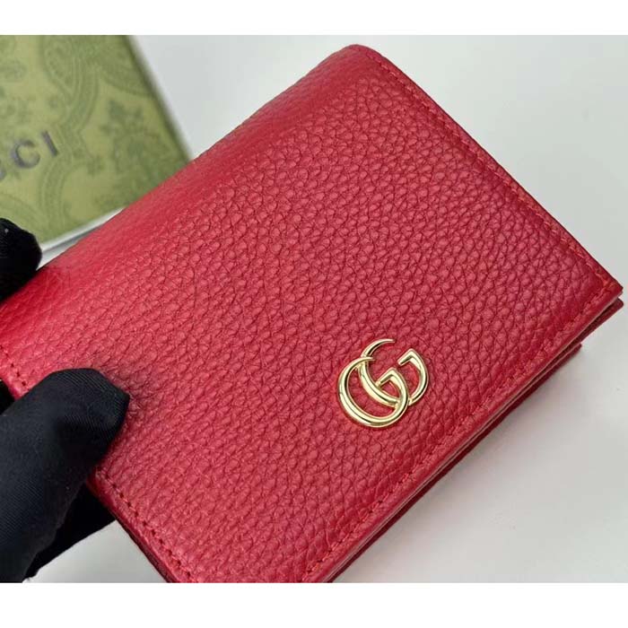 Gucci GG Unisex Leather Card Case Wallet Hibiscus Red Metal-Free Tanned Leather Double G Style ‎456126 CAO0G 6433 (4)