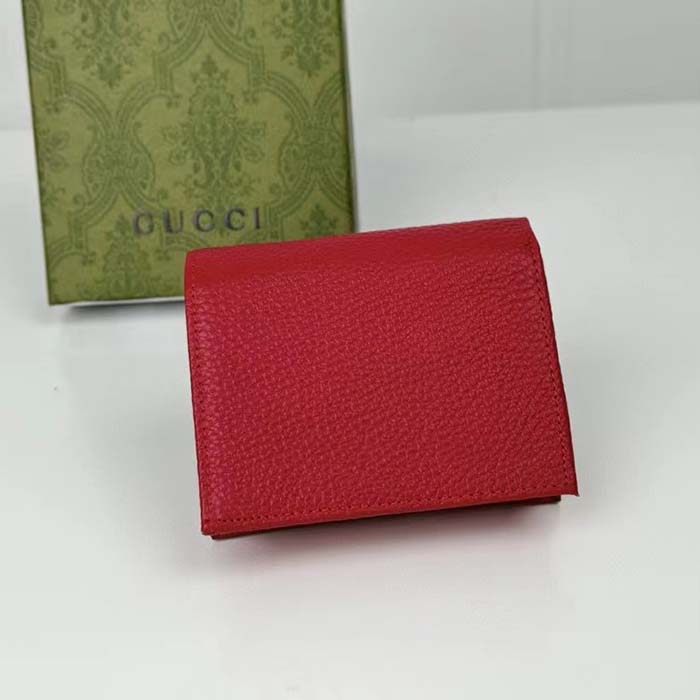 Gucci GG Unisex Leather Card Case Wallet Hibiscus Red Metal-Free Tanned Leather Double G Style ‎456126 CAO0G 6433 (9)