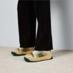 Gucci GG Unisex Screener Sneaker Web Beige Leather Bi-Color Flatform Rubber Low Heel - Image 11