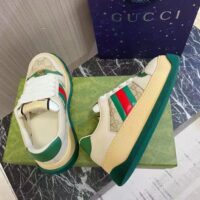 Gucci GG Unisex Screener Sneaker Web Beige Leather Bi-Color Flatform Rubber Low Heel (7)