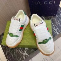 Gucci GG Unisex Screener sneaker Web White Perforated Leather Bi-Color Flatform Rubber Low Heel (9)