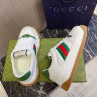 Gucci GG Unisex Screener sneaker Web White Perforated Leather Bi-Color Flatform Rubber Low Heel (9)