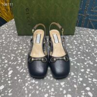 Gucci GG Women Horsebit Slingback Black Leather Sole Ankle Buckle Closure Mid-Heel Style ‎771601 C9D00 1000‘ (7)