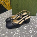 Gucci GG Women Horsebit Slingback Black Leather Sole Ankle Buckle Closure Mid-Heel Style ‎771601 C9D00 1000 - Bild 2