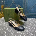 Gucci GG Women Horsebit Slingback Black Leather Sole Ankle Buckle Closure Mid-Heel Style ‎771601 C9D00 1000 - Bild 8