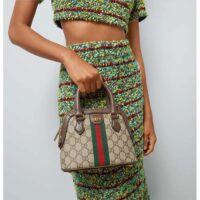Gucci GG Women Ophidia GG Mini Top Handle Bag Beige Ebony GG Supreme Canvas Double G (4)