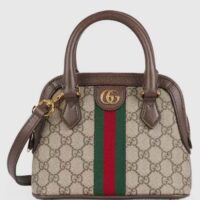 Gucci GG Women Ophidia GG Mini Top Handle Bag Beige Ebony GG Supreme Canvas Double G (4)