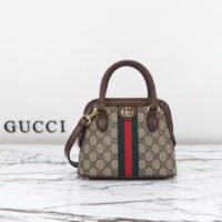 Gucci GG Women Ophidia GG Mini Top Handle Bag Beige Ebony GG Supreme Canvas Double G (4)