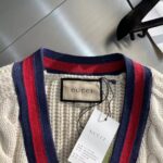 Gucci Men GG Cable Wool Knit Cardigan Web V-Neck Dropped Shoulder Two Front Pockets - Imagen 5
