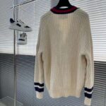 Gucci Men GG Cable Wool Knit Cardigan Web V-Neck Dropped Shoulder Two Front Pockets - Imagen 3