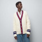 Gucci Men GG Cable Wool Knit Cardigan Web V-Neck Dropped Shoulder Two Front Pockets - Imagen 14