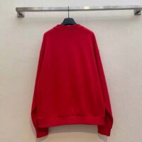 Gucci Men GG Cotton Jersey Sweatshirt 1921 Embroidery Red Crewneck Dropped Shoulder Style ‎768530 XJF3O 6429 (6)