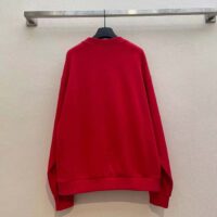 Gucci Men GG Cotton Jersey Sweatshirt 1921 Embroidery Red Crewneck Dropped Shoulder Style ‎768530 XJF3O 6429 (6)
