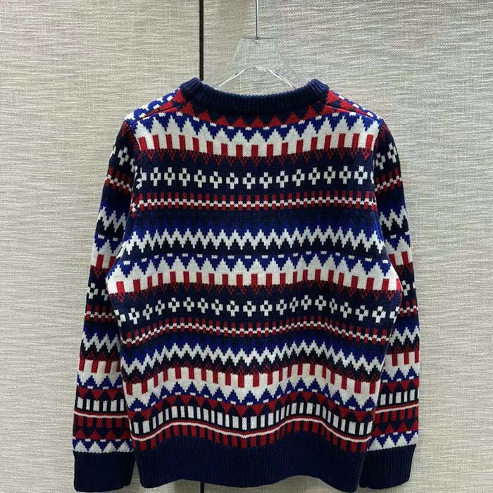 Gucci Men Knit Wool Sweater Gucci Embroidery Crewneck Dropped Shoulder Rib Style ‎763391 XKDOX 4216 (1)