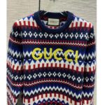 Gucci Men Knit Wool Sweater Gucci Embroidery Crewneck Dropped Shoulder Rib Style ‎763391 XKDOX 4216 - Image 4