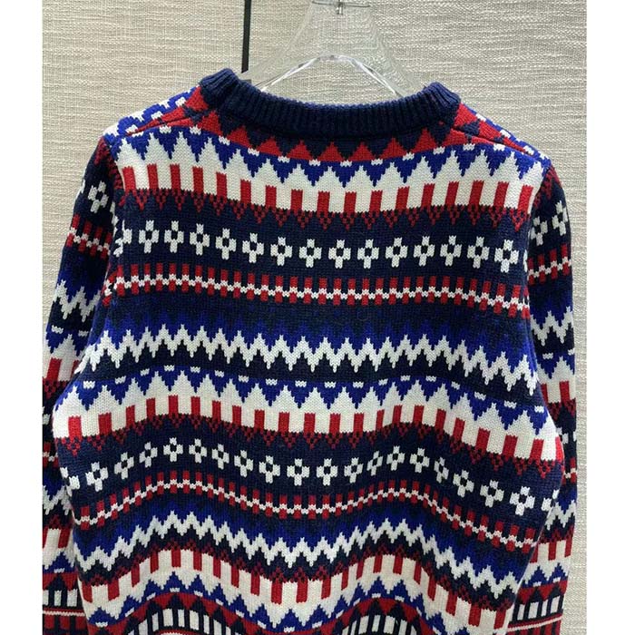 Gucci Men Knit Wool Sweater Gucci Embroidery Crewneck Dropped Shoulder Rib Style ‎763391 XKDOX 4216 (9)