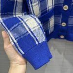 Gucci Women Reversible Checked Wool Cardigan V-Neck Dropped Shoulder Blue Ivory Maxi GG – Image 13