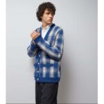 Gucci Men Reversible Checked Wool Cardigan V-Neck Dropped Shoulder Blue Ivory Maxi GG - Image 15