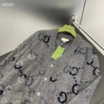 Gucci Men Wool Cardigan GG Intarsia Grey Allover V-Neck Dropped Shoulder Long Sleeves Style ‎770507 XKDSJ 1128 - Image 6