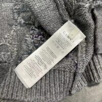 Gucci Men Wool Cardigan GG Intarsia Grey Allover V-Neck Dropped Shoulder Long Sleeves Style ‎770507 XKDSJ 1128 (4)