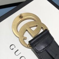 Gucci Unisex GG 2015 Re-Edition Wide Leather Belt Black Smooth Leather 3.8 CM Belt Width (5)